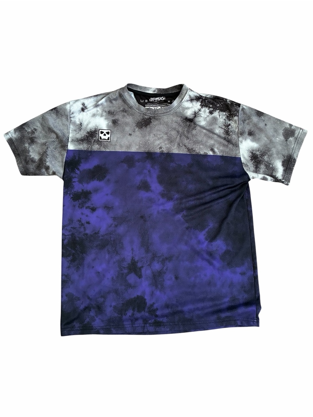 INFAMOUS Paintball Mens T Shirt Size XLARGE Gray Purple Colorblock